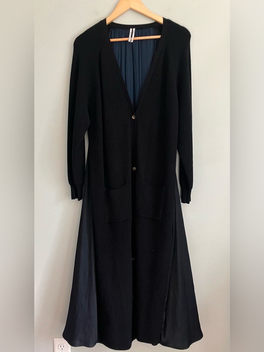 ANTHOLOGIE Black Sweater Knit V-Neck Duster Size 1X
